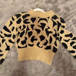 Cropped Leopard Print Sweater - Tan and Black